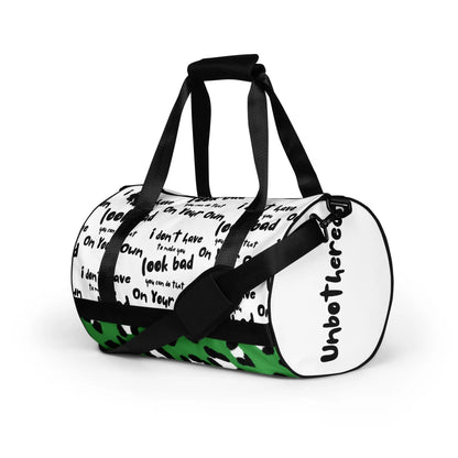 "Unbothered" All-over print gym bag