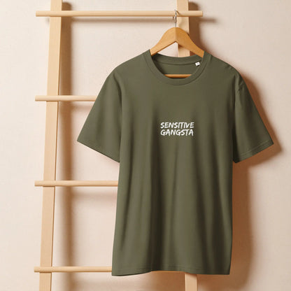 "Sensitive Gangsta" Unisex organic ribbed neck t-shirt
